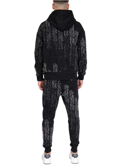 Rhinestone Gradient MB Joggingsuit Black | DARK GREY