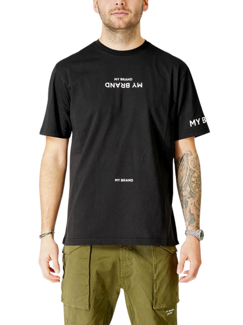 MY BRAND LOGO UPSIDE DOWN CHEST BLACK T-SHIRT | BLACK