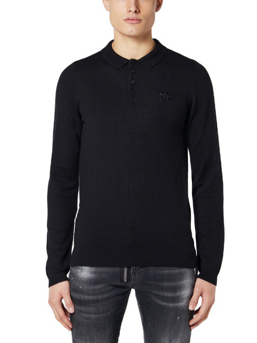 Solid M Longsleeve Polo | BLACK
