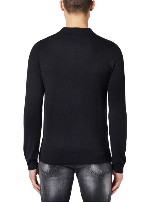 Solid M Longsleeve Polo | BLACK