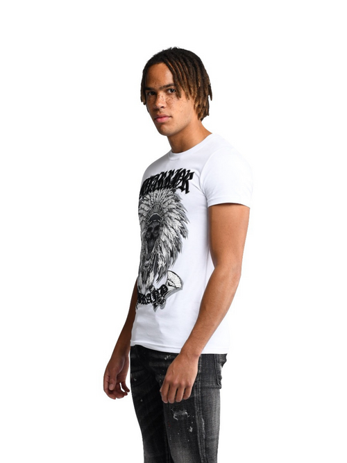 Warrior Indian Skull T-Shirt | WHITE
