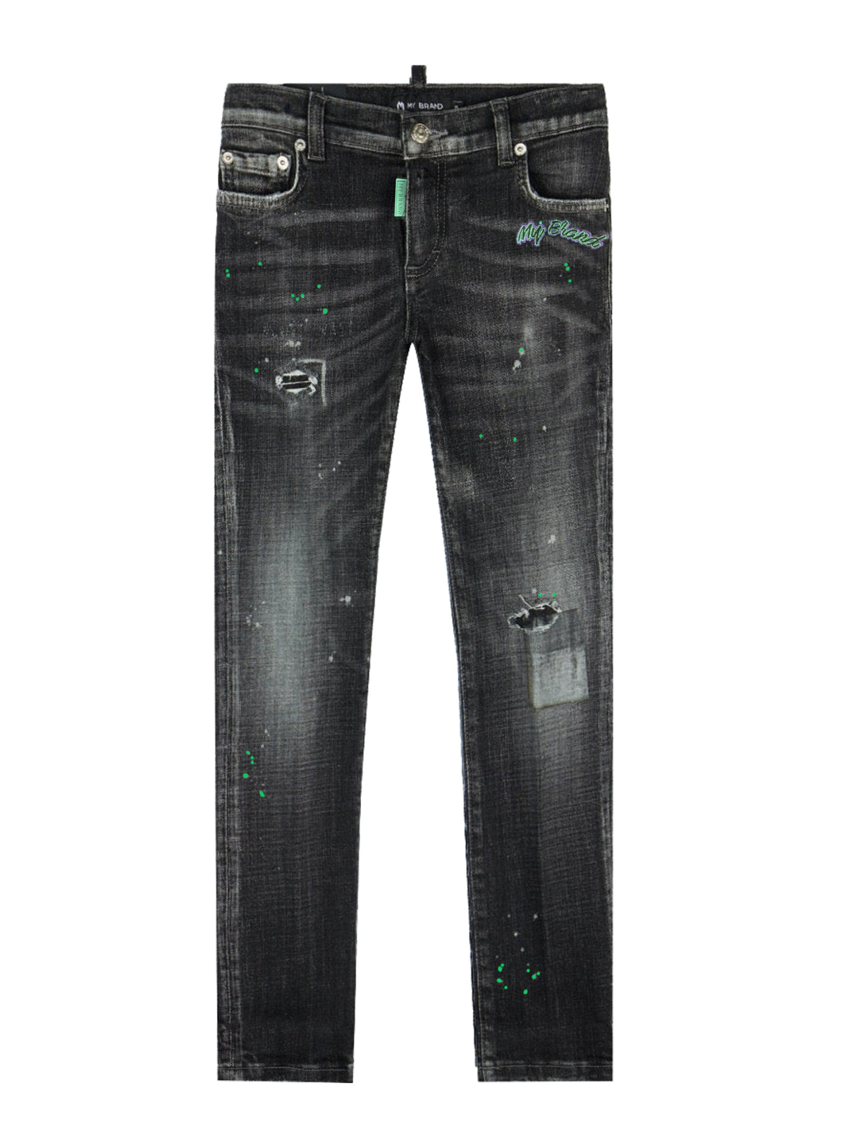 BLACK DISTRESSED GREEN MY | BLACKJEANS