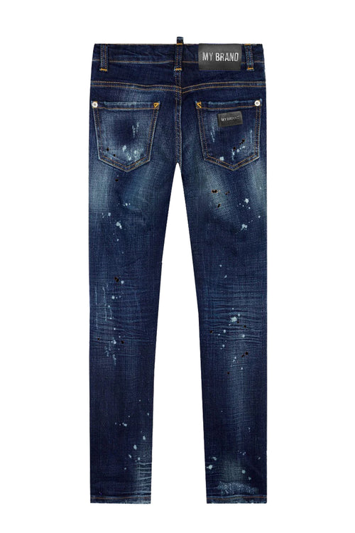 Blue Distressed Black Spots Jeans | DENIM