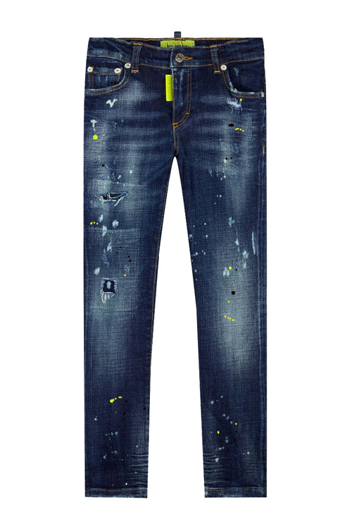 BLUE DISTRESSED NEON YELL | DENIM