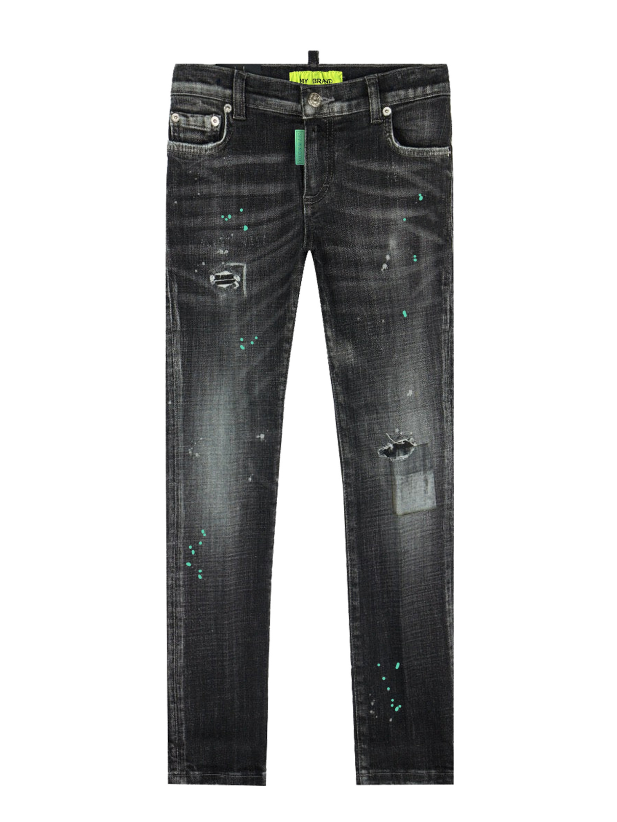 BLACK DISTRESSED NEON GRE | BLACKJEANS